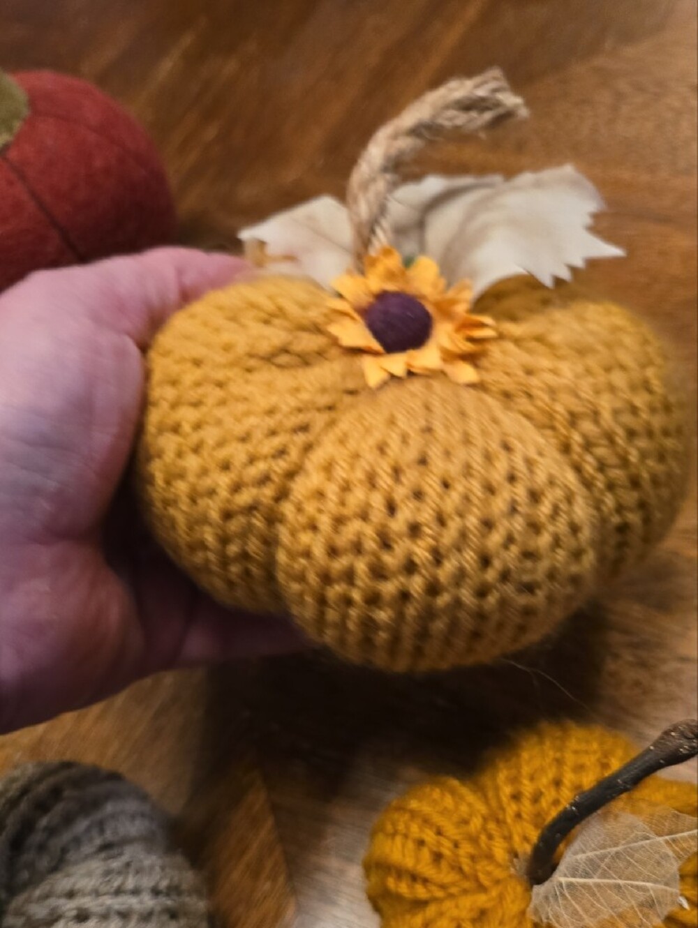 Handcrafted Knit Fall Pumpkin Décor - Multi-Color Set - Picture 4 of 6